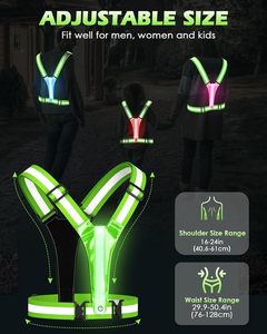 Gilet réfléchissant LED rechargeable par USB, haute visibilité, équipement de course à pied, 5 couleurs, gilet de course pour la marche nocturne, le jogging - Product Image 3