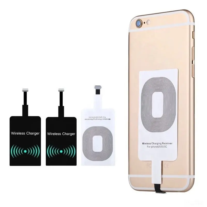 Customized Logo cell phone Fast charger Qi universal 8pin Mini wireless charging receiver adapter for iphone 5 5s 6 6s 7 plus se