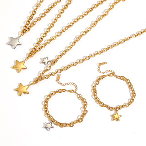 ชุดสร้อยคอและกำไลข้อมือรูปดาวสแตนเลสสตีล ของขวัญเครื่องประดับสำหรับผู้หญิงผู้ชาย เครื่องประดับแฟชั่น ผลิตที่เมืองอี้หวู่ รุ่น TN5152 G - Product Image 4