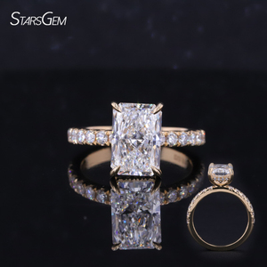 แหวนเพชรแล็บ 18k ทองคำ ประดับเพชรแล็บทรงเรเดียนท์คัท แหวนหมั้นแฟชั่นสุดหรู - Product Image 1