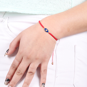 Wholesale 925 <b>Sterling</b> <b>Silver</b> Gold Plated Red Macrame <b>Bracelet</b> with Enamel Star Charm 18K Gold Plating For Gift - Product Image 3