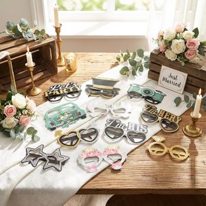 Gafas de Papel para Fotomatón de Boda, Decoraciones para Despedida de Soltera, Gafas de Recién Casados para Fiestas de Compromiso y Recuerdos - Product Image 4