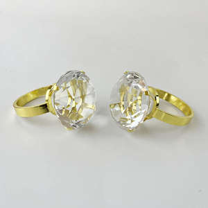 Nuevo anillo de servilleta de oro de boda de diamante de cristal transparente - Product Image 5