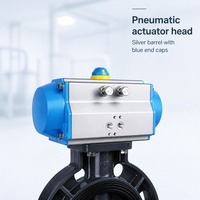 Vanne papillon à commande pneumatique, corps noir, disque nervuré, pour conduites d'eau industrielles