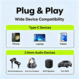 <span class=keywords><strong>Adaptateur</strong></span> casque USB-C 3,5 mm TP62 en cuivre tressé plaqué argent 32 bits/384 kHz pour <span class=keywords><strong>iPhone</strong></span>, téléphone portable et appareil photo - Product Image 6