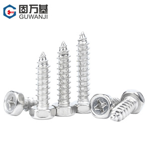 Vis autotaraudeuses à tête cruciforme en acier inoxydable 304 Guwanji, tête hexagonale M3 M6 M8, qualité industrielle A - Product Image 1