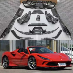 Runde pour Ferrari F8 pièces automobiles en fibre de carbone sèche modifier les kits de carrosserie de Style OEM pare-chocs avant arrière jupes latérales lèvre avant classement supérieur - Product Image 1