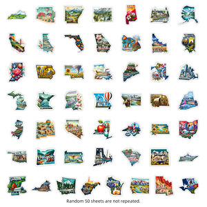 50 Uds. Pegatinas creativas de grafiti de los continentes americanos para botella, decoración de equipaje, mapa de Estados, pegatina de paisaje al aire libre - Product Image 3