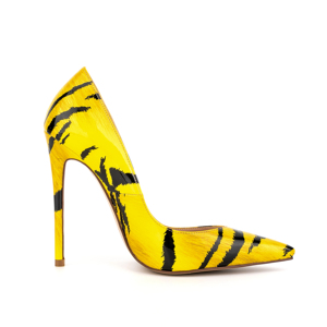 2023 패션 럭셔리 포인티 스틸레토 슈즈 섹시 하이힐 옐로우 3D 프린팅 타이거 패턴 얕은 입구 여성 펌프스 - Product Image 2