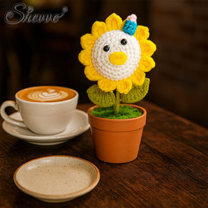 Maceta de animales de ganchillo hecha a mano Mini Ramos lindas <span class=keywords><strong>flores</strong></span> de ganchillo para decoración del hogar Día de San Valentín Pascua Día de la madre - Product Image 2