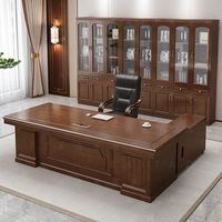 Nouvelle Collection 2026 : Ensemble Bureau de Direction Commercial en Bois Massif et Chaise de Manager avec Rangement, Style Chinois, pour Usage Professionnel