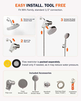 Ensemble de pommeau de douche à double filtration, pommeau de douche pluie avec douchette à filtration profonde