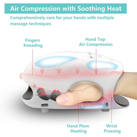 Masseur de main portable chauffant avec compresse chaude, ondes d'air, airbag, fonction musicale, 4 têtes réglables, 3 modes