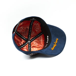 Оптовые спортивные замшевые черные кепки с вышитым логотипом, сатиновой подкладкой, замшевая кепка-бейсболка с <span class=keywords><strong>5</strong></span> панелями - Product Image 6