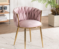 Chaise de salle à manger de style nordique moderne, design JP, tissu en velours doux luxueux, pieds en métal électro-plaqué
