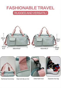 Sports Gym Bag with Wet Pocket &amp; Shoes Compartment Gym Bag for <strong>Women</strong> Lightweight Carryon <strong>Gymbag</strong> - Product Image 5