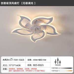 Plafonnier de ventilateur LED tricolore de chambre à coucher de salon utilitaire spécial en forme de pétale étude salle à manger plafonnier de ventilateur en acrylique - Product Image 4