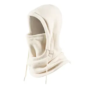 2024 phổ biến thiết kế màu trắng dày BIB cực Fleece Hat ngoài trời Đi Bộ Đường Dài cưỡi gió lạnh bảo vệ
