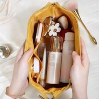 Trousse de maquillage pour filles, logo personnalisé, trousse de toilette de voyage souple et de grande capacité, trousse de beauté en velours