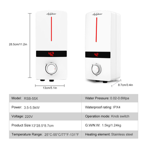 Chauffe-eau électrique instantané rapide 220V 5500W pour salle de bain et cuisine, sous évier, mini format, installation facile dans la salle de bain et la cuisine - Product Image 4