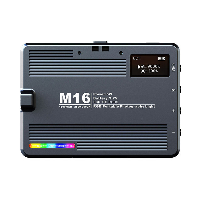 M16 Mini RGB LED Video Light Adjustable 3000-9900K Full Color for Camera DSLR Phone Video for Live Stream Boadcast Vlogging