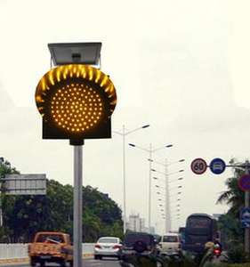 Panneau de décelleratisation routière 300 mm, <span class=keywords><strong>balise</strong></span> lumineuse clignotante jaune à LED solaire - Product Image 5