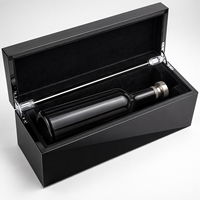 Boîte cadeau en bois pour vin, personnalisée, avec insert en velours noir, finition mate, gravure de logo, laque noire brillante, fabriquée à la main
