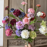 Fleur artificielle Scabiosa en tige unique, couleur ambre, style herbe de pin, chrysanthème à fleurs évasées, pour décoration maison et mariage