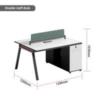 Poste de travail moderne Liyu Open Space pour 2 personnes, table de bureau en bois avec cloison extensible