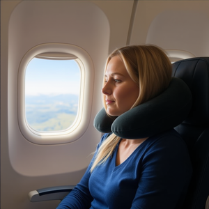 MNJ Inflatable Travel Pillow Neck Support Compact Portable Color Black Ref 19883 - Product Image 3