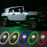 Luces de Roca Impermeables de 12 Voltios YD para OVOVS, LED Verde Brillante con Logo de Aluminio, Luz Ambiental para Mini Camioneta, ATV, 4x4, Todoterreno, SUV