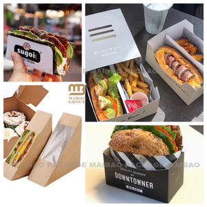 กล่องลิ้นชักบรรจุภัณฑ์กระดาษแซนวิชพิมพ์โลโก้กล่องแซนวิชพร้อมกล่องแบ่งอาหารอาหารกลางวันกล่องใส่แซนวิช - Product Image 1