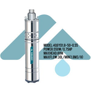 Aquor Großhandel 550W Edelstahl Kupferdrahtmotor 80M Förderhöhe Hocheffiziente Tauchfähige Tiefbrunnenpumpe für Bohrloch - Product Image 1