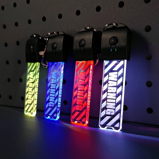 Warning Illumination LED Multi Color Flash Keychain Accessories Translucent Acrylic Cyberpunk Style Light EDC Tools