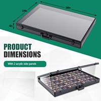 Vitrine de présentation pour cartes de visite, en aluminium, sur pied, noire, 24"x20", avec couvercle en acrylique transparent, portable pour salons professionnels