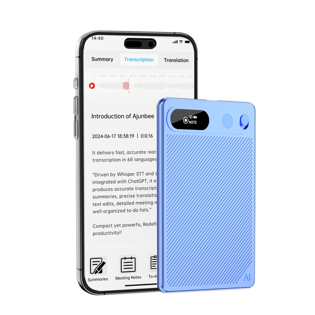 64GB Smart AI Voice Recorder Transcriber Wireless APP Data Transmission Note AI Call Recorder Real-Time Transcription
