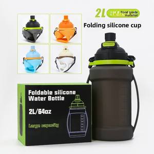 Venta al por mayor 2L Squeeze bicicleta botella de agua plegable pajita MOQ personalizado ciclismo grado alimenticio silicona bebida a prueba de fugas/polvo - Product Image 5