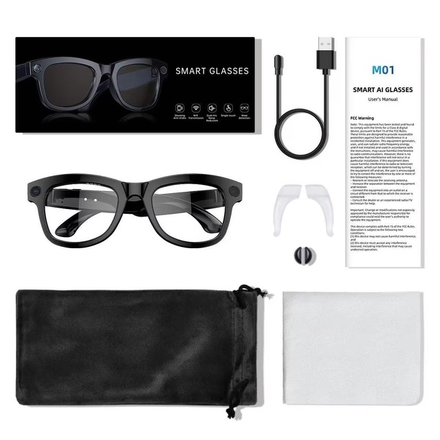AI Smart M01 Glasses with Camera Voice Translation ENC BT Call Music Playback App Controlled Smart Sunglasses