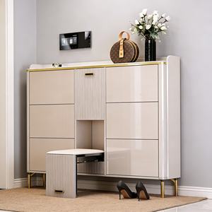 Meuble à chaussures moderne <span class=keywords><strong>en</strong></span> <span class=keywords><strong>bois</strong></span>, autoportant, portable, à 3 niveaux et hauteur réglable, avec <span class=keywords><strong>banc</strong></span> de rangement pour <span class=keywords><strong>entrée</strong></span> étroite et hall d'<span class=keywords><strong>entrée</strong></span>, pour la maison - Product Image 5