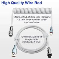 Cable en Espiral para Teclado Mecánico Tipo C, PVC, 1.5m, Conector USB de Aviación para Computadora de Escritorio, Cable con Conector de Aviación