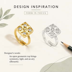 Adjustable Open Gold Tone Stainless Steel <b>Ring</b> with Cubic Zirconia - Product Image 4