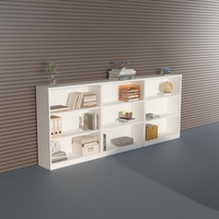 Vente en gros usine : Bibliothèque d'angle moderne en panneaux de bois avec étagère de présentation et classeur de bureau, pour chambre et bibliothèque