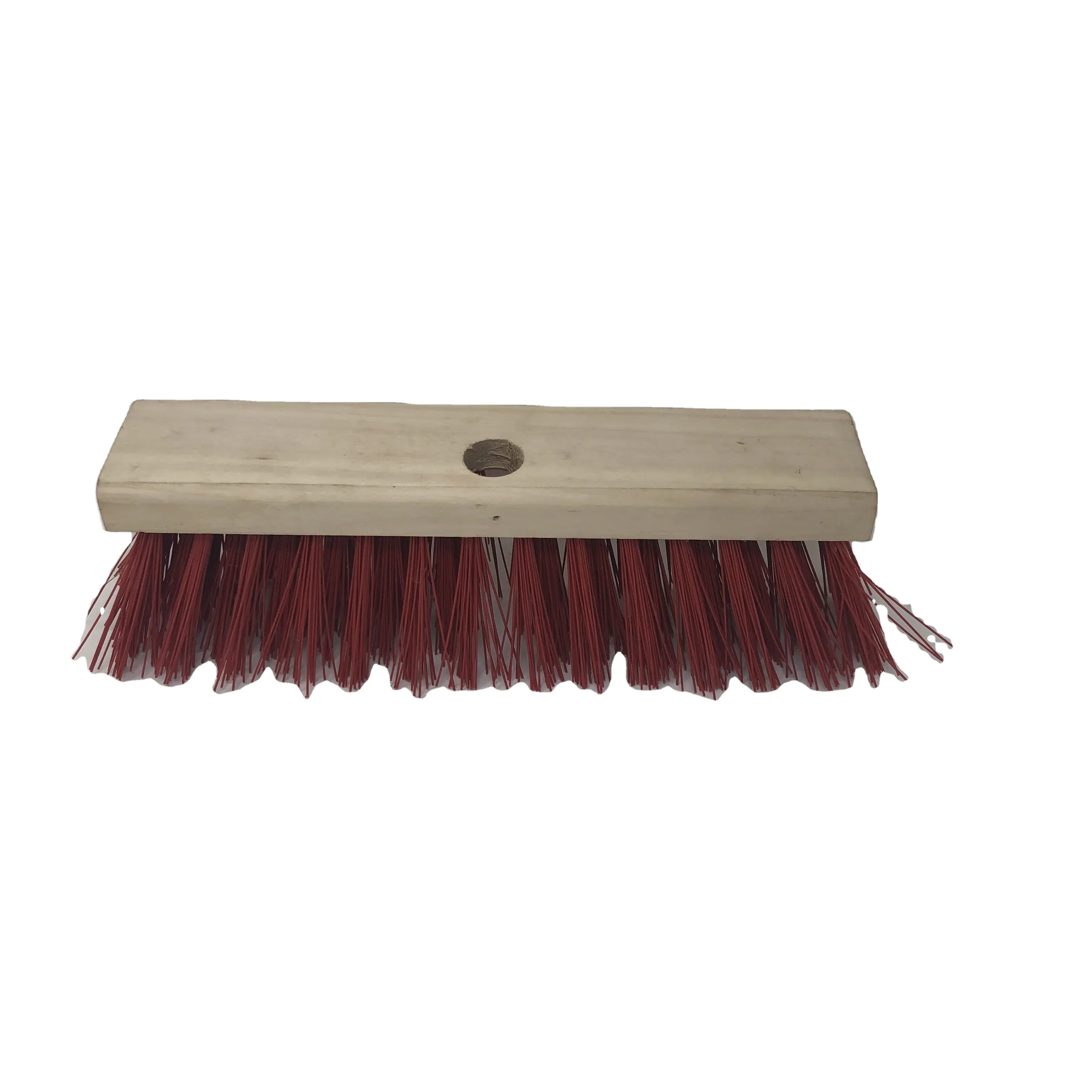 Clean Floor Brush With Wooden Block Red PP Bristle PP Filament Brush Replacement Broom Heads