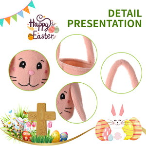 Cubos de Pascua con Orejas de conejo largas y suaves al por mayor, almacenamiento de dulces bonitos para regalo, embalaje portátil, cestas de Pascua de felpa, decoraciones para fiestas - Product Image 3
