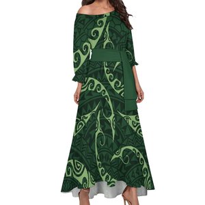 <span class=keywords><strong>Abbigliamento</strong></span> personalizzato donna nero Tapa <span class=keywords><strong>stile</strong></span> <span class=keywords><strong>Vintage</strong></span> abito lungo manica lanterna elegante monospalla abito sirena abiti Tapa - Product Image 4