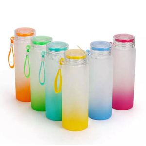 Botella de vidrio degradado reutilizable de 500 ml con línea de medición para fitness - Product Image 5