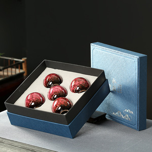 Tazza di ceramica con confezione regalo 5 pezzi di ceramica giapponese antico Set di tazze fornaci cambiare tazza di Kung Fu per regalo di promozione 110ml tazza da tè - Product Image 3