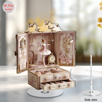 Danseuse de ballet en acrylique rotative 2D avec coffret à bijoux - Décoration de bureau