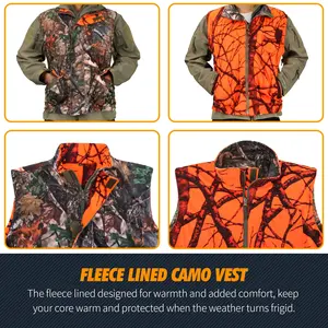 Gilet de Chasse Camouflage pour Homme Veste sans Manches de Terrain Respirante Camo Orange - Product Image 5