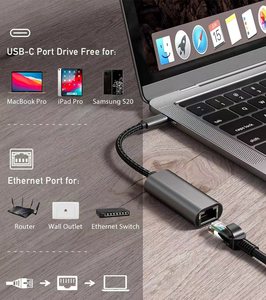 Adaptateur Ethernet <span class=keywords><strong>Mac</strong></span> <span class=keywords><strong>Book</strong></span> Pro Air pour iPhone 1Gbps Type-C Adaptateur réseau LAN Gigabit Ethernet Câble USB C vers RJ45 - Product Image 5
